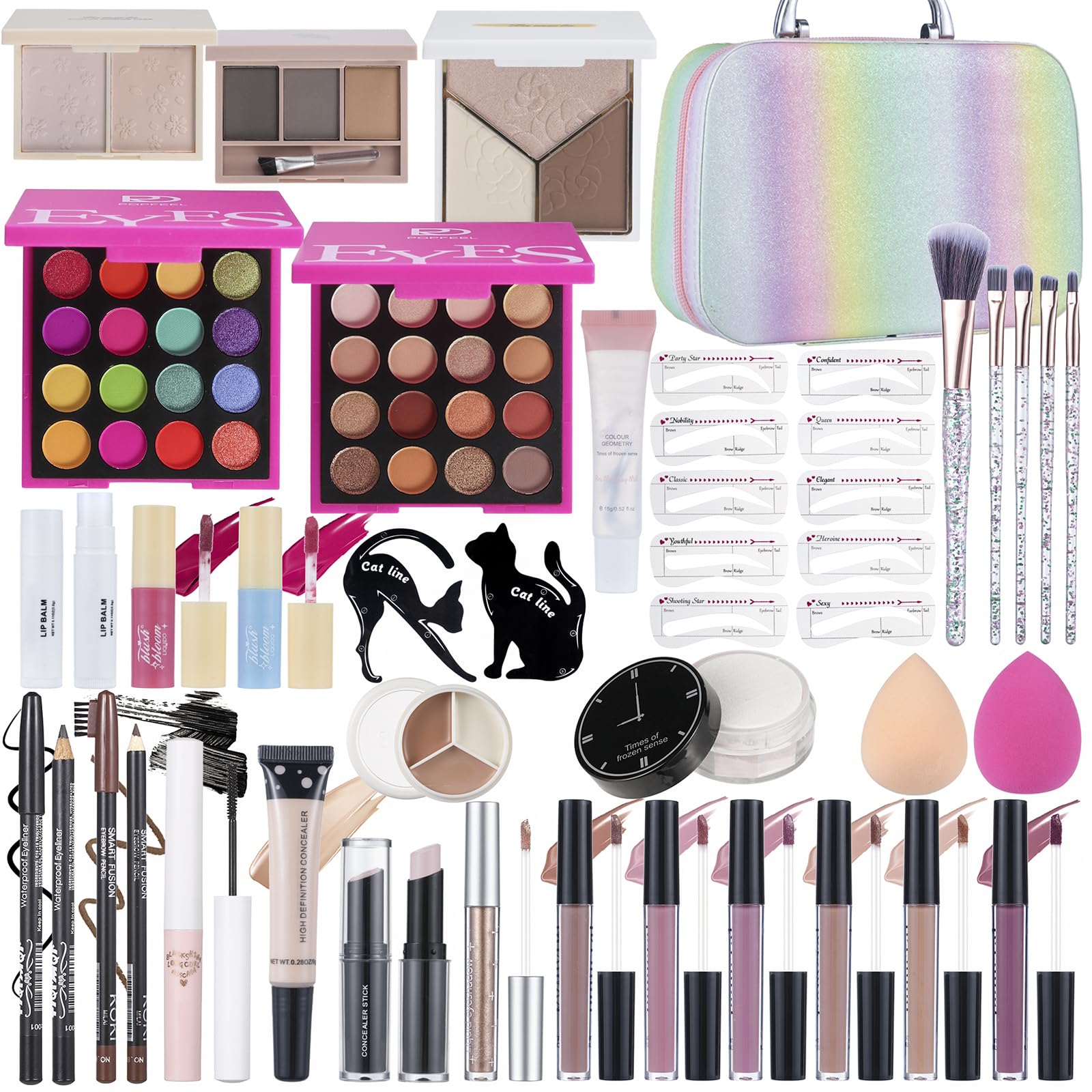 Kit di trucco per ragazze e adolescenti, set regalo per donne con palette di ombretti, pennelli, lucidalabbra, kit da viaggio per principianti (C01612)