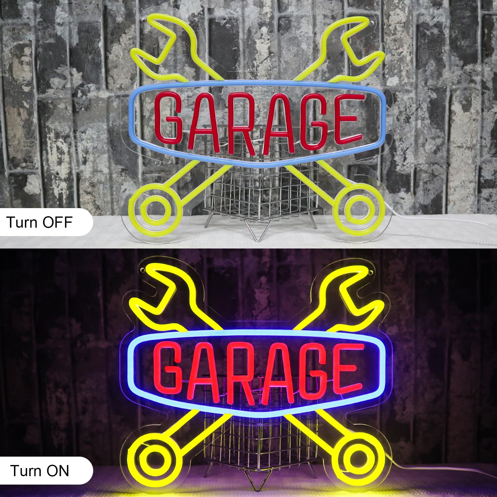 Segno al Neon per Garage - Segno al Neon Check Engine per Decorazione da Parete, Luce al Neon da Parete USB a LED per Autorimessa, Caverna dell'Uomo, Camera per Auto, Officina di Riparazione