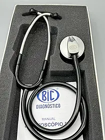 Estetoscópio Adulto Unisson Standard Preto Tradicional BIC - Ideal para Estudantes Enfermagem e Veterinária
