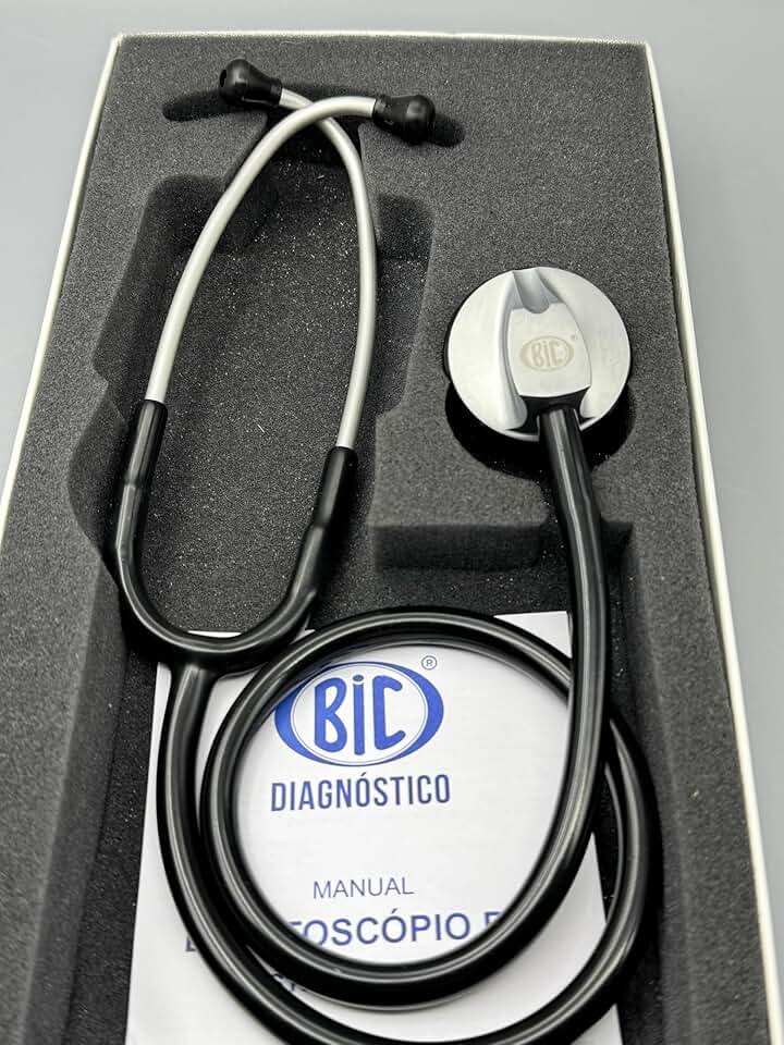 Estetoscópio Adulto Unisson Standard Preto Tradicional BIC - Ideal para Estudantes Enfermagem e Veterinária
