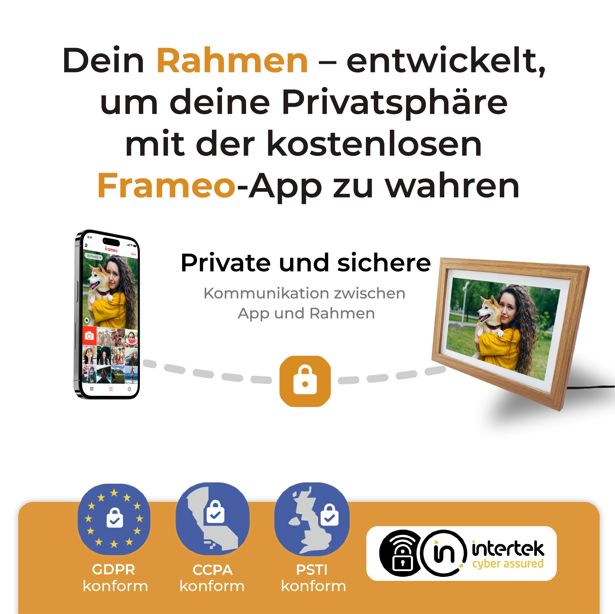 Denver Digitaler Bilderrahmen Holz 10,1 Zoll mit WLAN - FRAMEO Digital Photo Frame mit Touchscreen & 16 GB Speicher - Elektrischer Bilderrahmen mit App‑Steuerung - USB & microSD - Light Wood