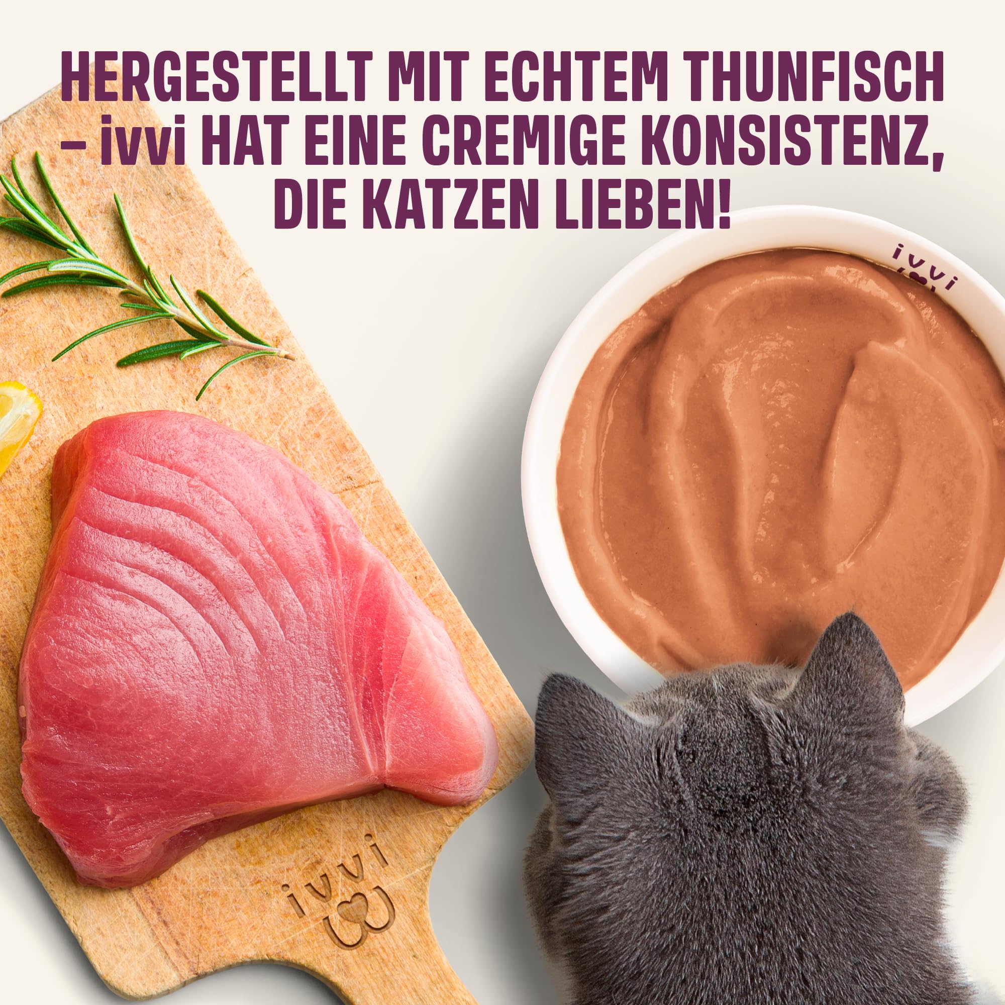 ivvi Ruhe Essenz für Katzen – Anti-Stress Schleck-Snacks mit Kamille, L-Tryptophan & Magnesium – Unterstützt Entspannung & Wohlbefinden – mit echtem Thunfisch – 30 Sticks x 15 g (450 g)