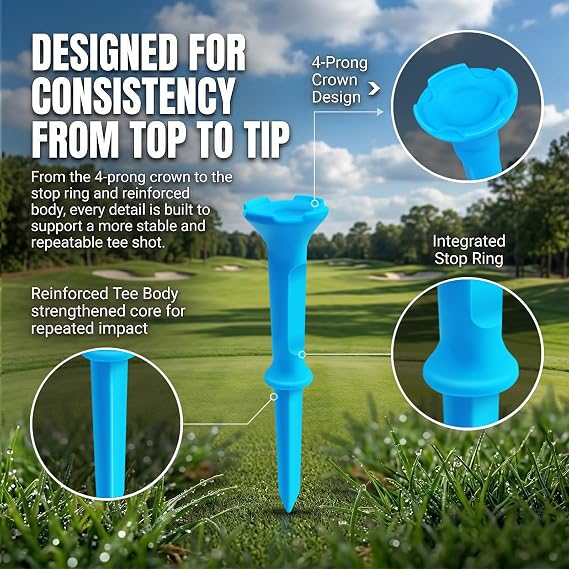 Stepped Golf Tees, 110/150 Count Mixed Size Golf Tees, 3-1/4 & 1-1/2, Stable Low-Resistance Golf Tees for Drivers & Practice