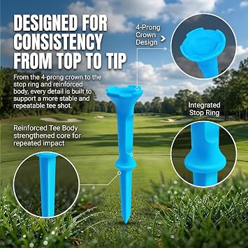 Stepped Golf Tees, 110/150 Count Mixed Size Golf Tees, 3-1/4 & 1-1/2, Stable Low-Resistance Golf Tees for Drivers & Practice