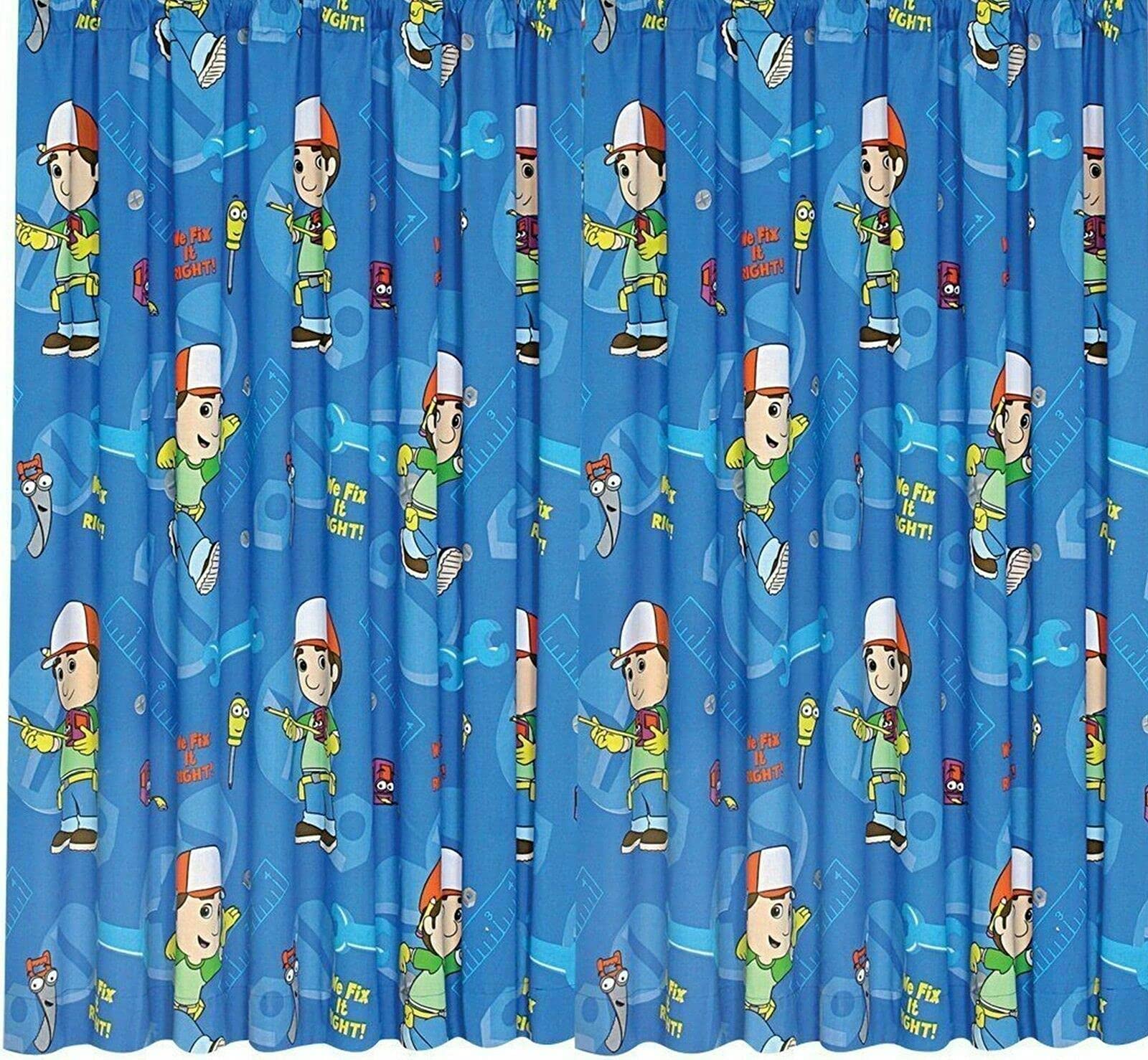 Handy Manny Cortinas para dormitorio infantil, juego de cortinas Disney azul