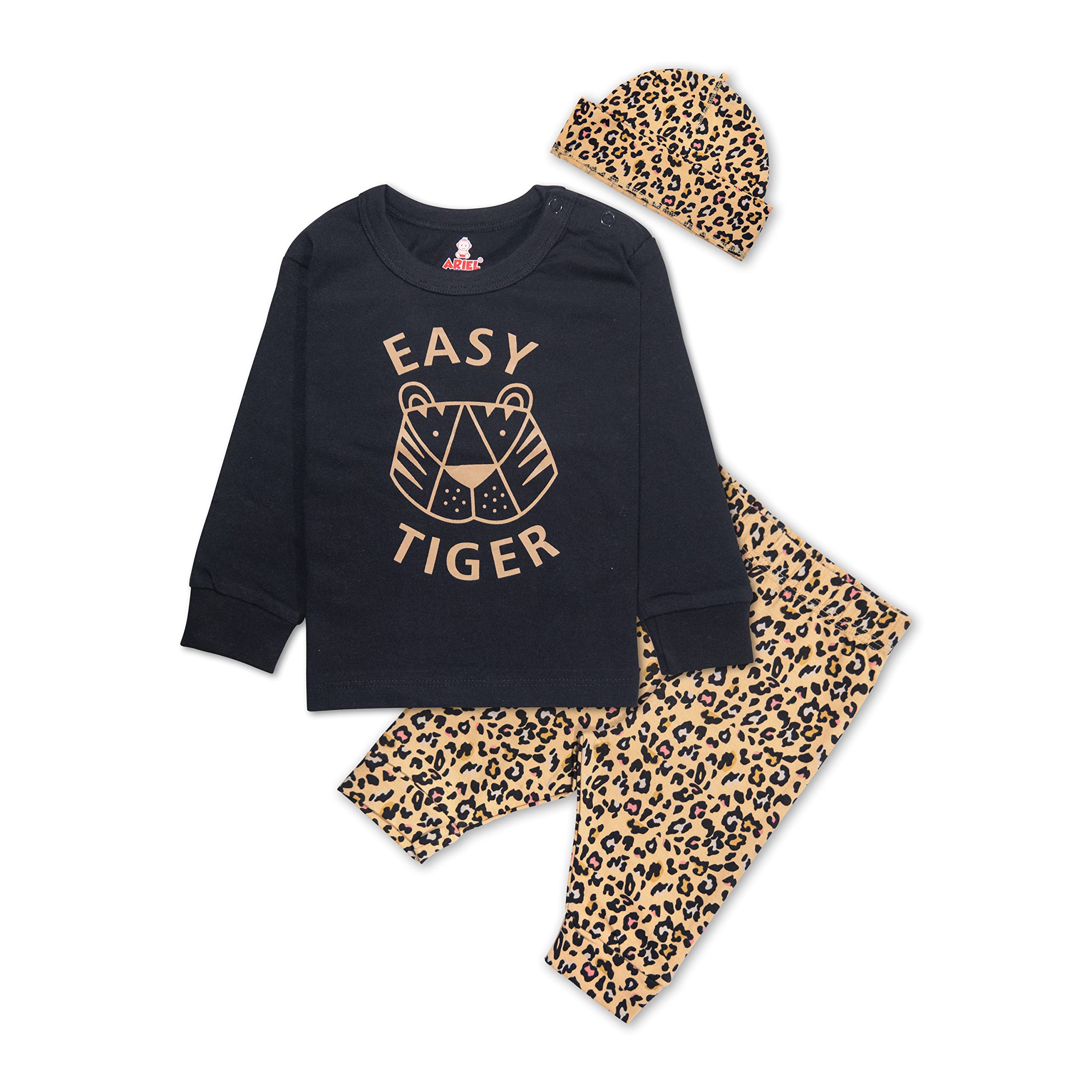 Real Basics Cotton Clothing Sets for Boys & girls - Unisex Clothing sets Full Sleeve T-shirt Pant & Cap