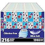 Travel Tissue Packs - 216 Compact 3-Ply Packs (1,944 Total), Soft Chlorine-Free Facial Tissues for Purse, Car, or School, Gentle & Durable, Non-Bleach, Whimsical Mushroom Design