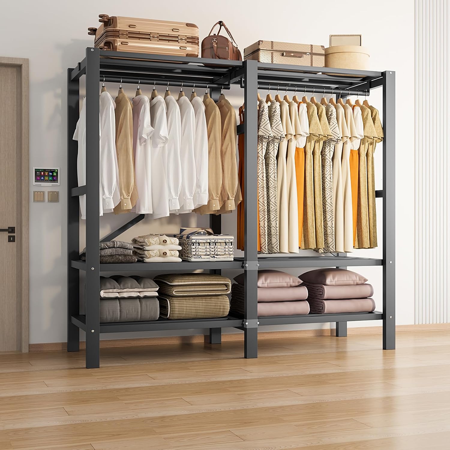 Portable Closet, Stand Alone Closet, Heavy Duty Covered Clothes Rack, Max Load 1000LBS, Wardrobe Closet for Hanging Clothes, Extra Sturdy and Easy to Assemble (KT Board-C, 70.86)
