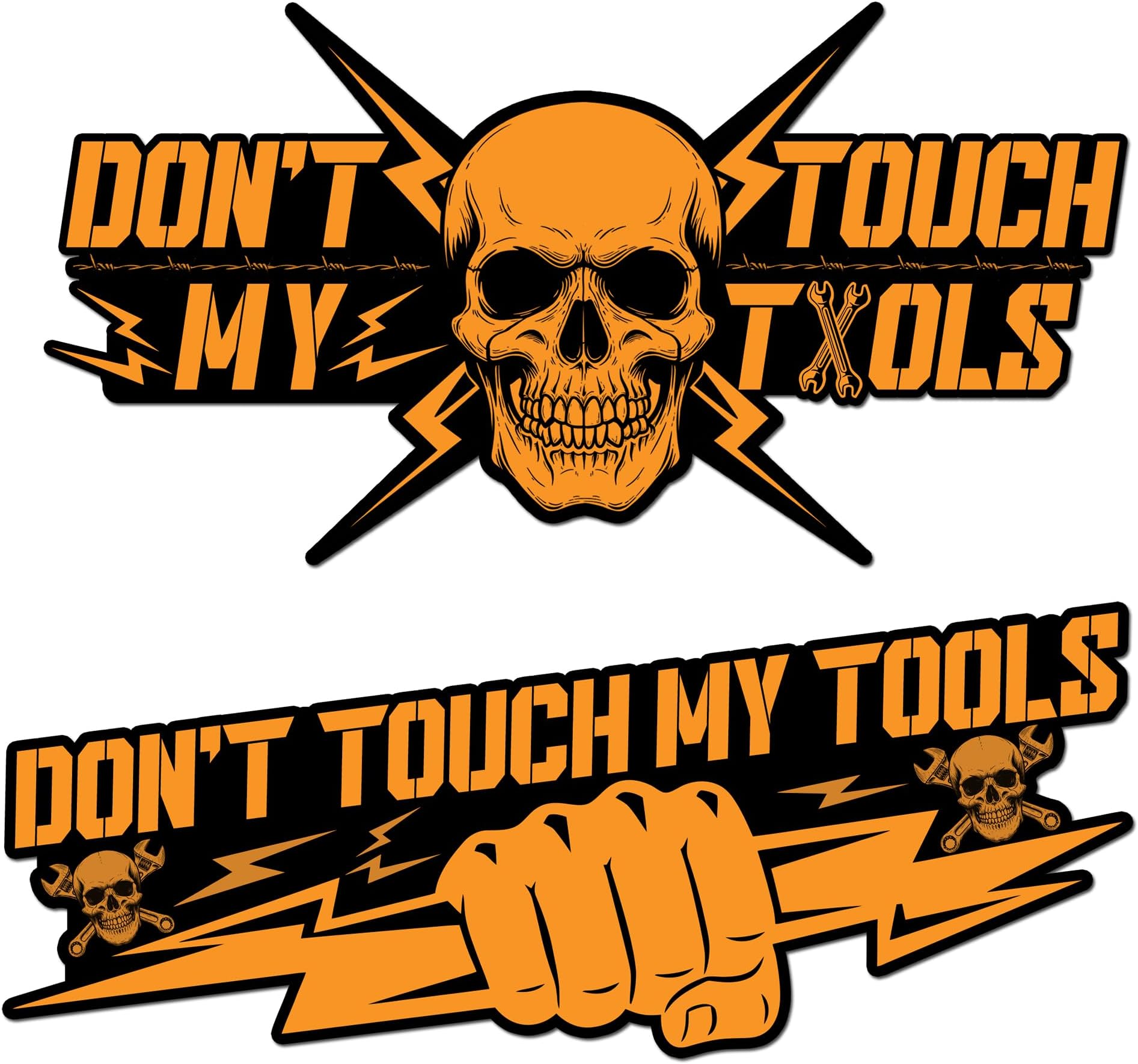 2 Pcs Don't Touch My Tools Sticker Pack Funny Warning Sign Decals Waterproof Vinyl Stickers Toolbox Guitar Hard Hat Laptop Water Bottle Tablet Birthday Gifts for Men Dad Coworkers