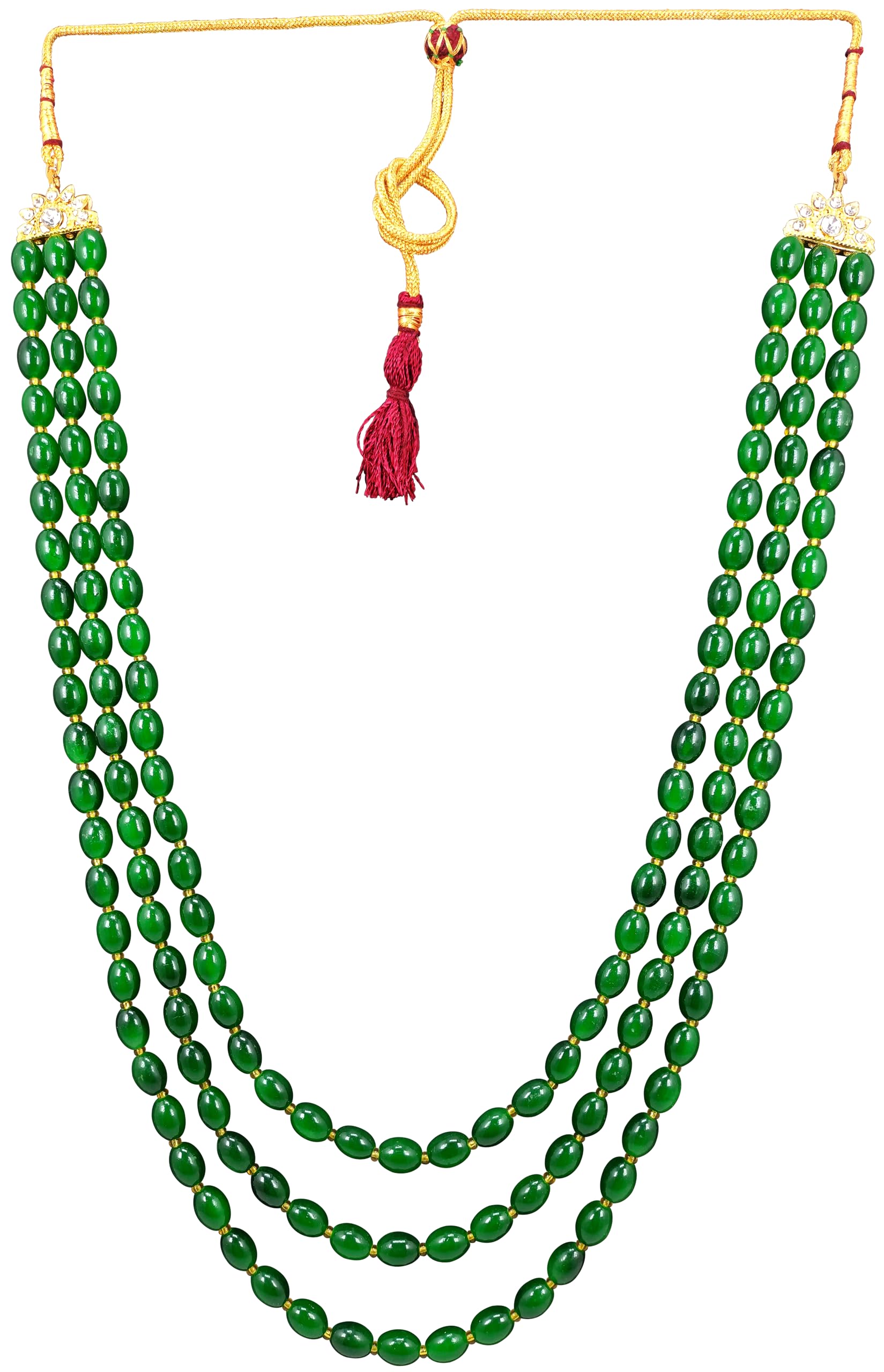 RAADHE CREATION Designer Pearl Base Metal and Dulha Sherwani Moti Mala Haar Necklace for Groom Mens Indian Wedding Red (RED) (Green) (B0BJ96CQ17) Amazon Price History, Amazon Price Tracker