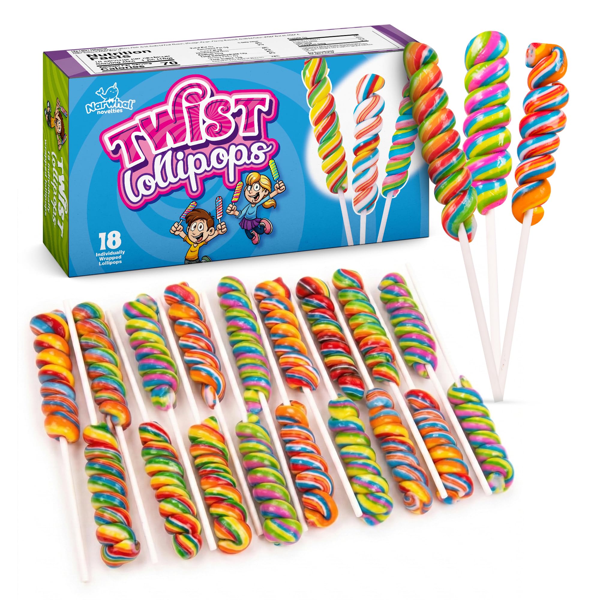 Amazon.com : Rainbow Twist Lollipops Swirl 18 PCS- Spiral Twisty