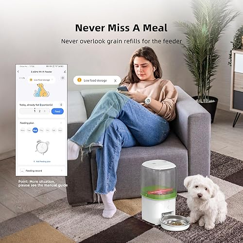 Miniatura 7 de Yuposl Alimentador automático para gatos con aplicación, fácil de limpiar, 2L4L, 2.4 GHz, WiFi automático para alimentación remota, dispensador de