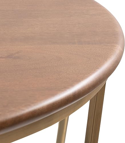 Miniatura 6 de Kate and Laurel Solvay - Mesa auxiliar redonda de mediados de siglo para sala de estar con base geométrica y diseño de materiales mixtos, 26 x 26 x