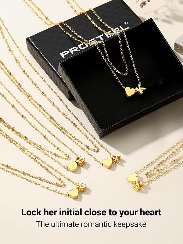 PROSTEEL 14K Gold Plated A-Z Initial Heart Layered Necklace for Women | Non-Tarnish Stainless Steel, Dainty Alphabet Letter Charm Pendant Choker, Personalized Jewelry, Letter X by PROSTEEL - Image 13