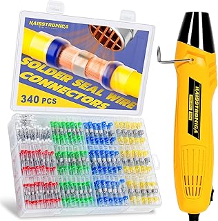 340 PCS Solder Seal Wire Connectors with Heat Gun Kit - Solder Sticks Wire Terminals Waterproof Electrical Connectors for Automotive, Marine, Wiring Repair