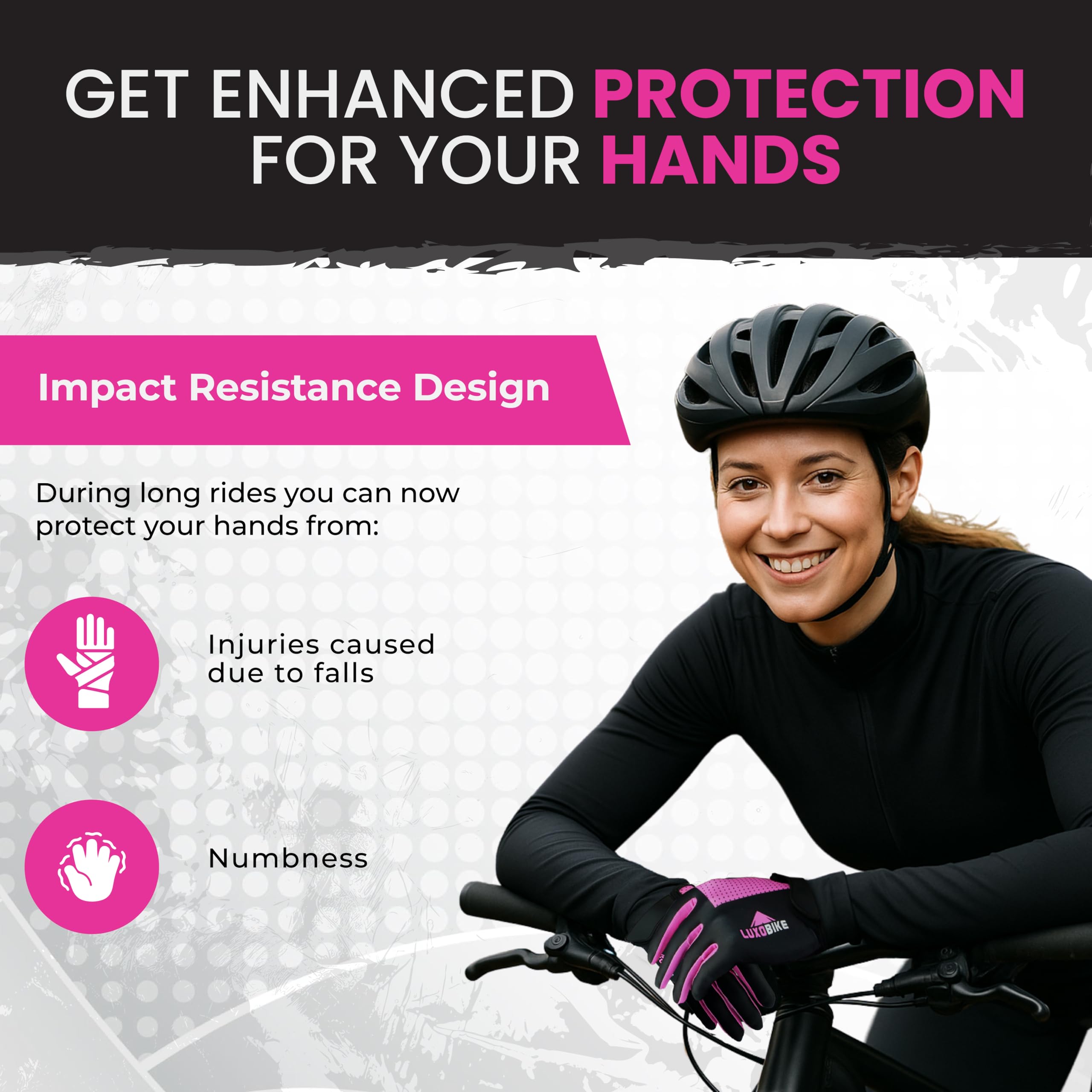 Gants de Cyclisme Gants de Cyclisme - Gants de VTT - Antidérapants - Absorption des Chocs - Respirants - pour VTT - Reconnaissance des écrans tactiles, Homme Femme, Pink - Full Finger, Small
