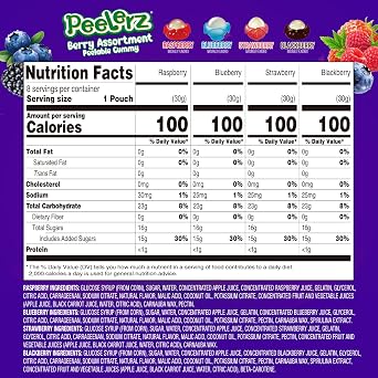 AMOS Peelerz Berry Assortment Gummy Candy 240g | Peelable Fruit-Shaped Gummies Made with Real Fruit Juice | Fun Peeling Snack for Kids & Adults | Peelerz Assorted Gummy Berry Mix
