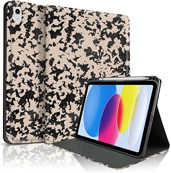 Case for iPad 11th A16 11-inch 2025/10th Generation 10.9-inch 2022,Cool Tortoiseshell Print Trendy Design Stand Folio with Pencil Holder,Anti-Slip and Anti-Shock-Beige Fine Tortoiseshell