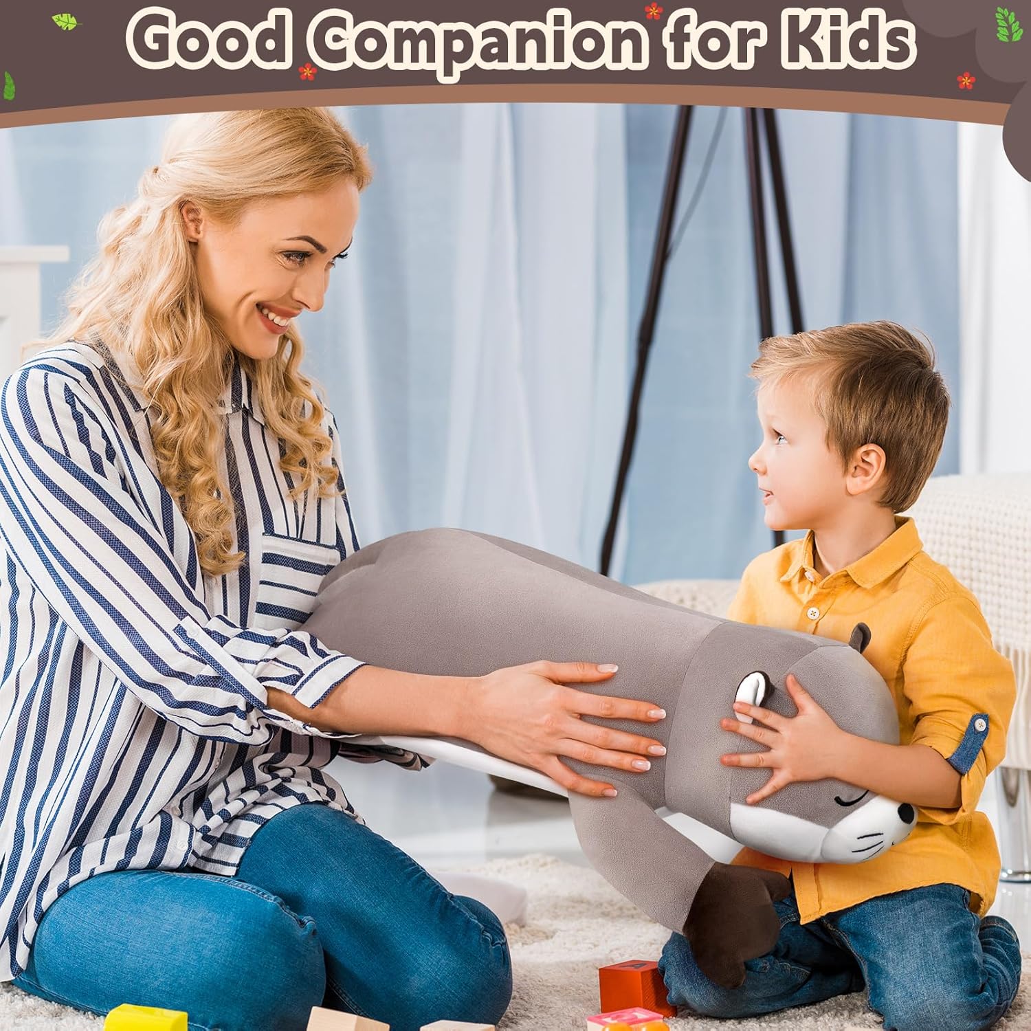 Valentine‘s Day Gift 30'' Giant Otter Plush Stuffed Animal- Otter Plush Pillow Plushies, Large Sleeping Body Pillow Plush Toy, Cute Hugging Stuffed Animal, Birthday Gifts for Kids Girls Boys - Image 6