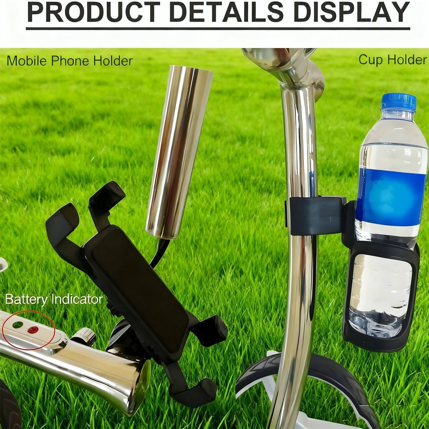 Carrito de golf motorizado con control remoto, carrito eléctrico de 3 ruedas resistente con motor de 400 W, marco de acero resistente, freno de pie, red de malla y soportes