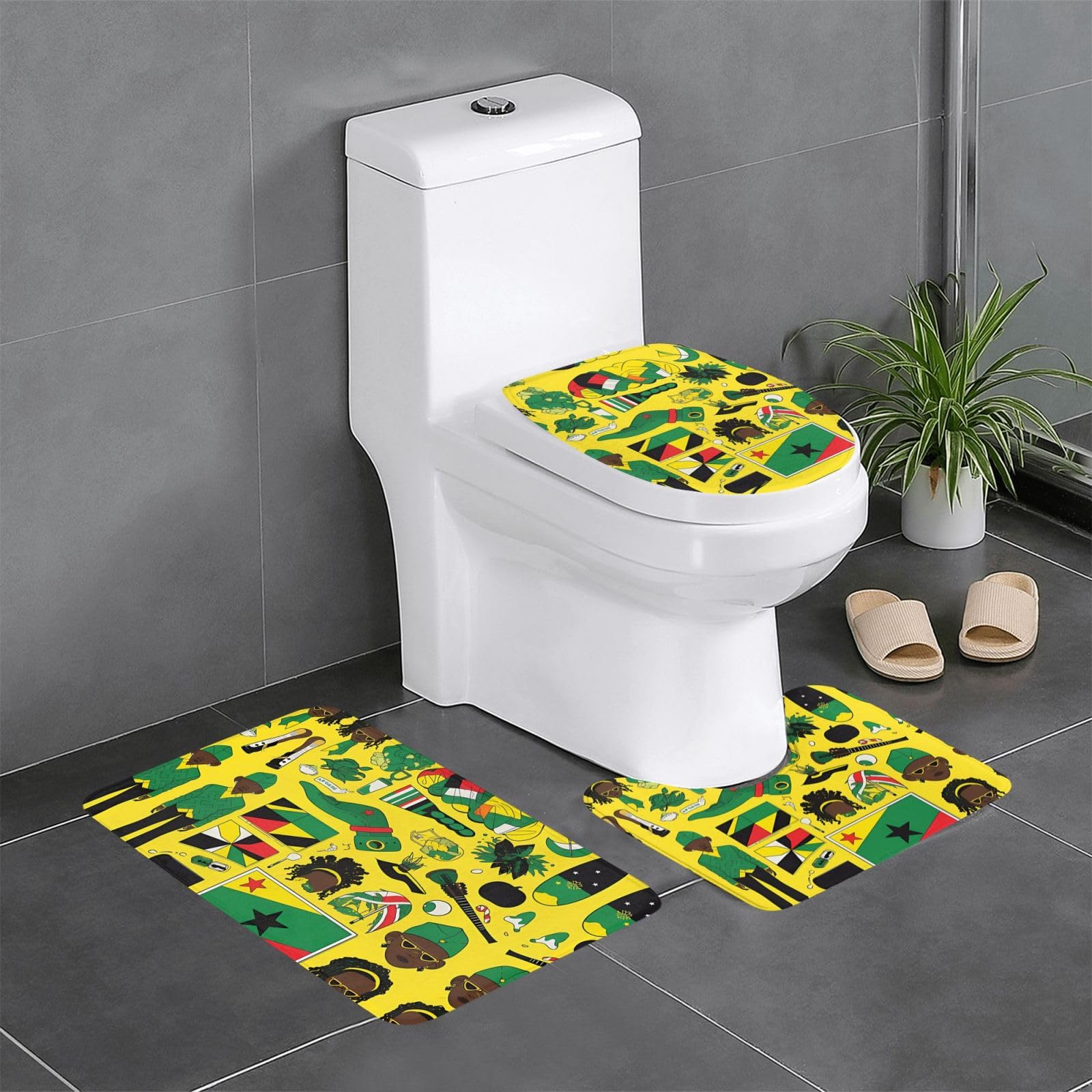 Tapis de bain motif jamaïcain antidérapant pour ambiance exotique