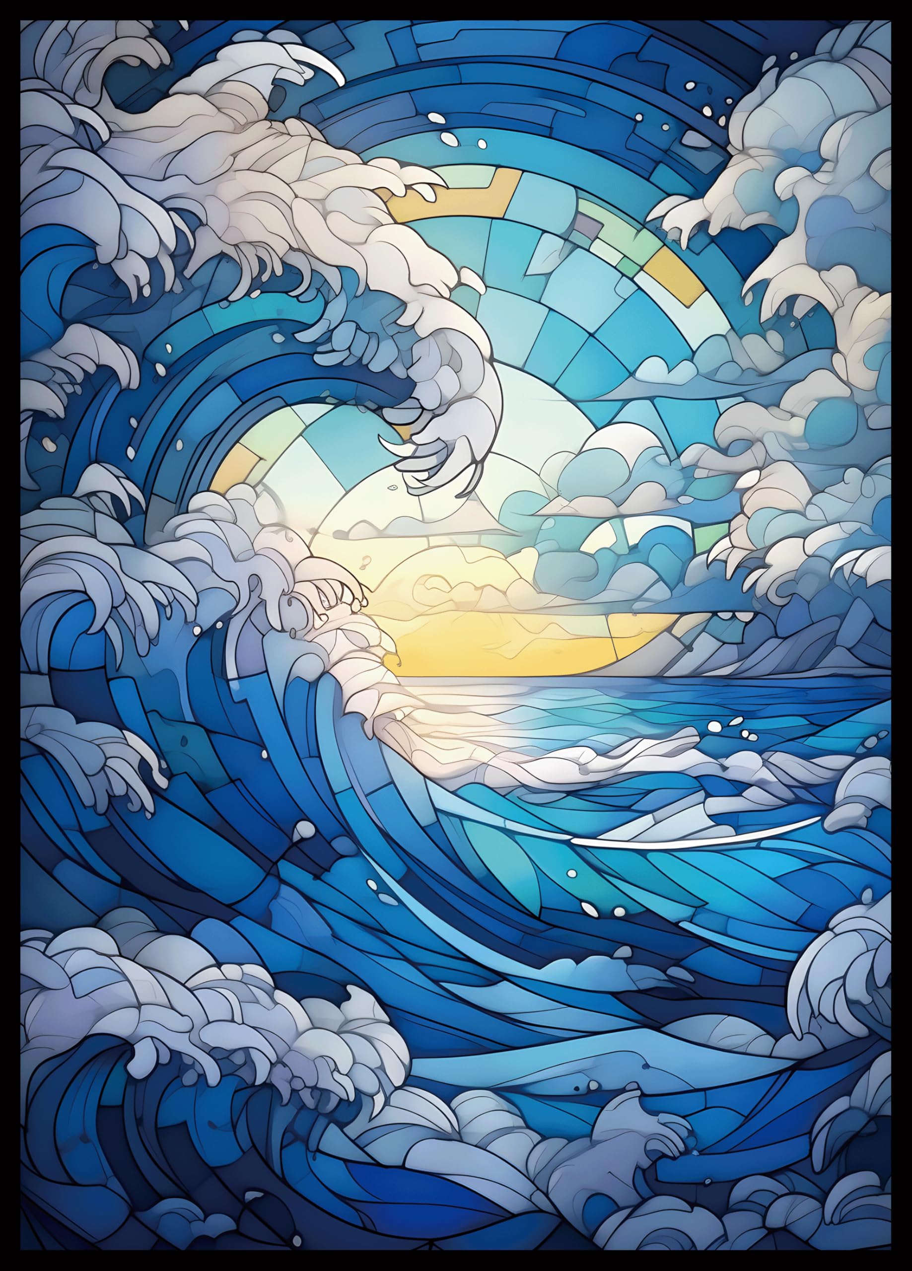 MTG Card Sleeves -Stained Glass Island- Ultra Clear Front & Matte Finish Back, 100 Count Standard Size TCG Sleeves, Matte Art Sleeves for Magic The Gathering