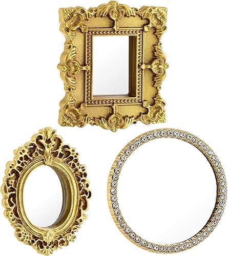Espejo de casa de muñecas en miniatura espejo de muebles en miniatura a escala 112, marco barroco europeo, mini espejo de pared para decoración de