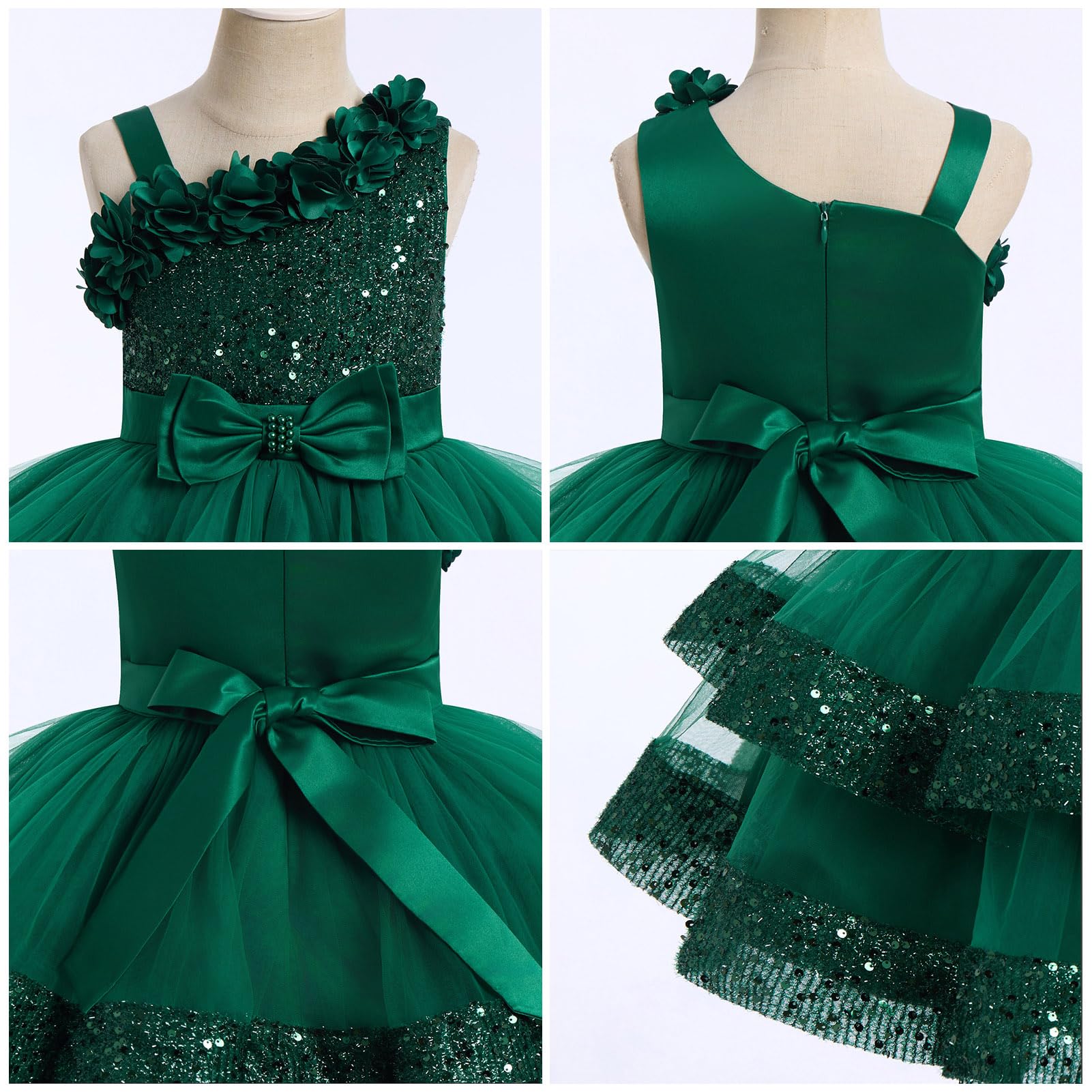 ABEHIK Vestito da principessa da bambina, con paillettes, vestito estivo in rete, tutù per feste, matrimoni, per bambini