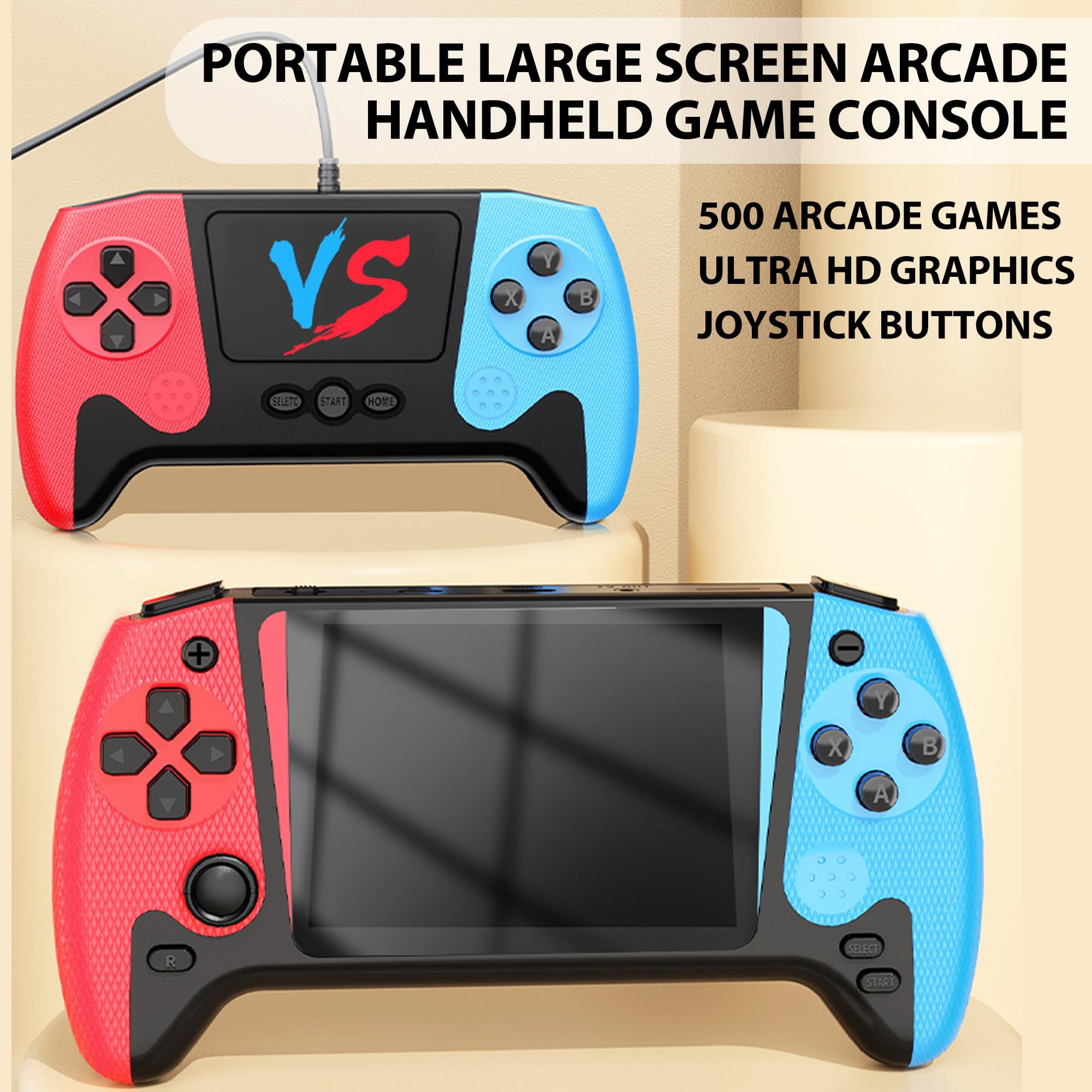 Homly Handheld Games Console, Retro Gaming System with 500 Built-in Classic Games, 3.5" IPS Screen, Two-Player Support - Image 2