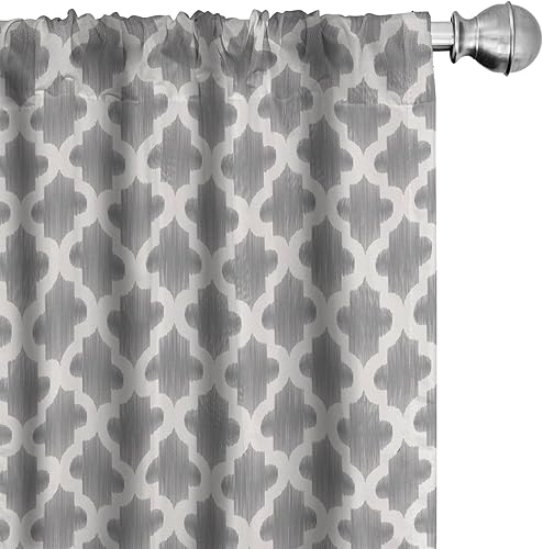 Miniatura 41 de Ambesonne Cortinas a cuadros marrones, ilustración de tartán bicolor, cuadrados en repetición diagonal, juego de 2 paneles para tratamiento de Azul