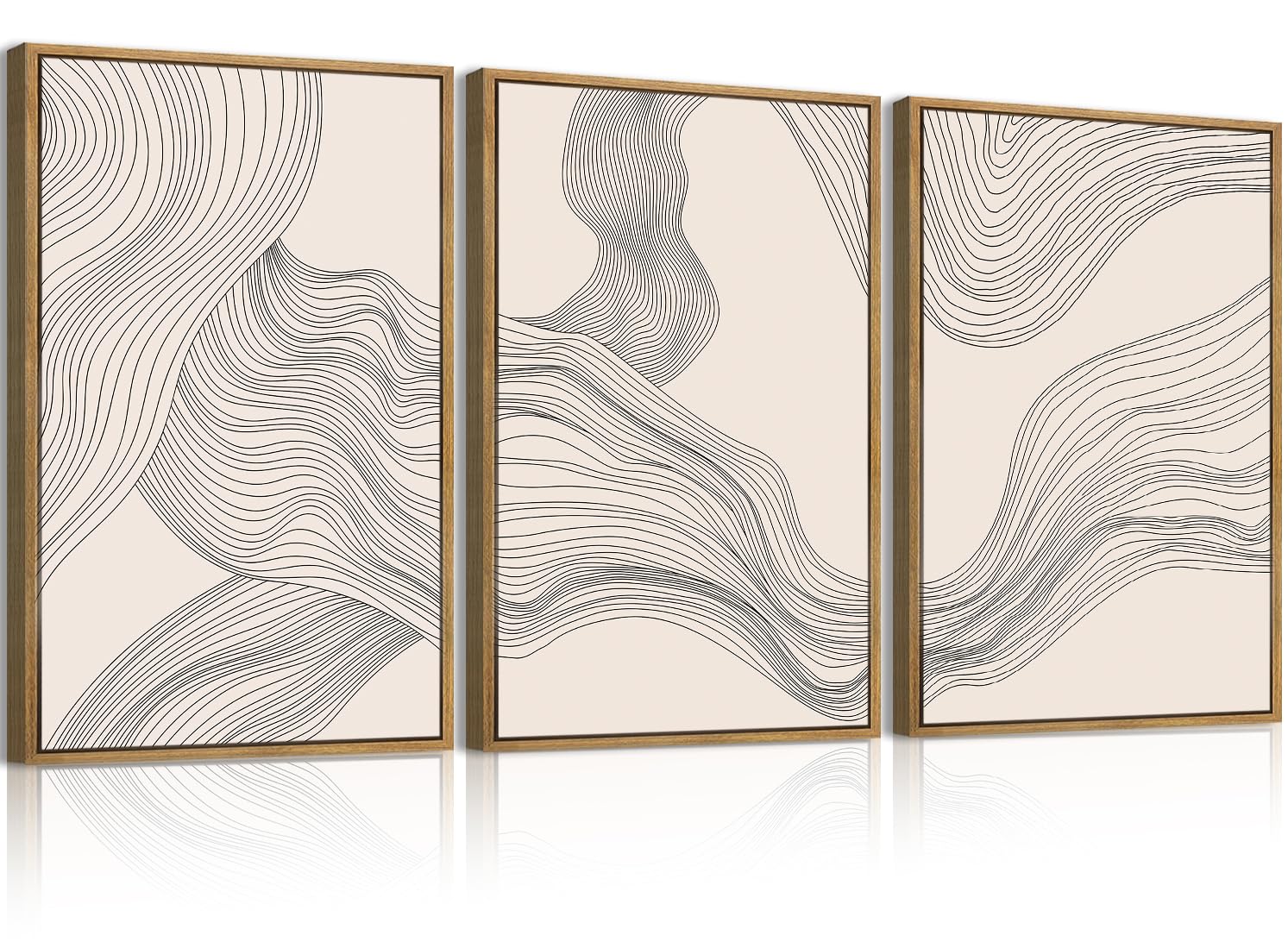 ANHUIB Neutral Canvas Wall Art Modern Abstract Canvas Painting Beige Wall Decor 12x16 Inch Set of 3
