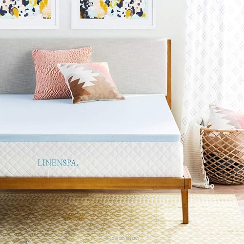 Linenspa 2 Inch Memory Foam Mattress Topper, Gel Infused Full XL Mattress Topper, CertiPUR-US Certified