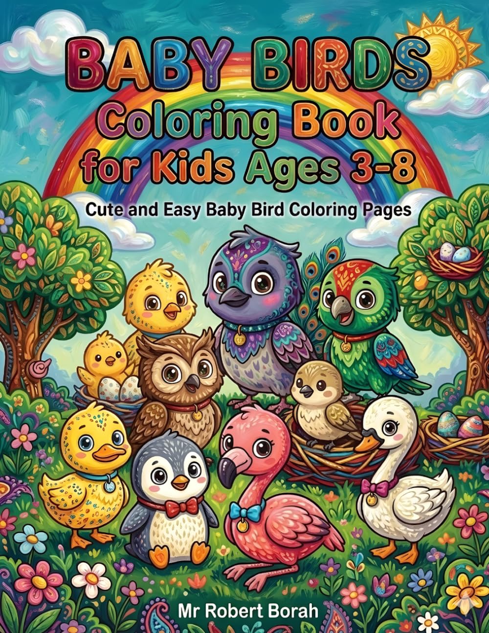 Baby Birds Coloring Book for Kids Ages 3-8: Cute and Easy Baby Bird Coloring Pages for Toddlers, Preschoolers, Boys and Girls
