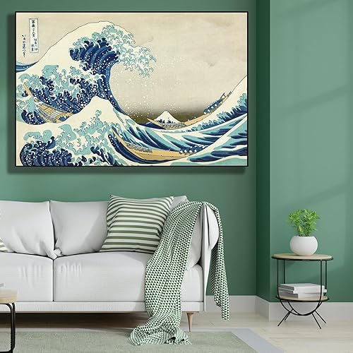 Miniatura 5 de Hokusai - Lienzo decorativo para pared, póster de gran ola de Kanagawa, póster de decoración de arte japonés, pintura flotante japonesa, decoración