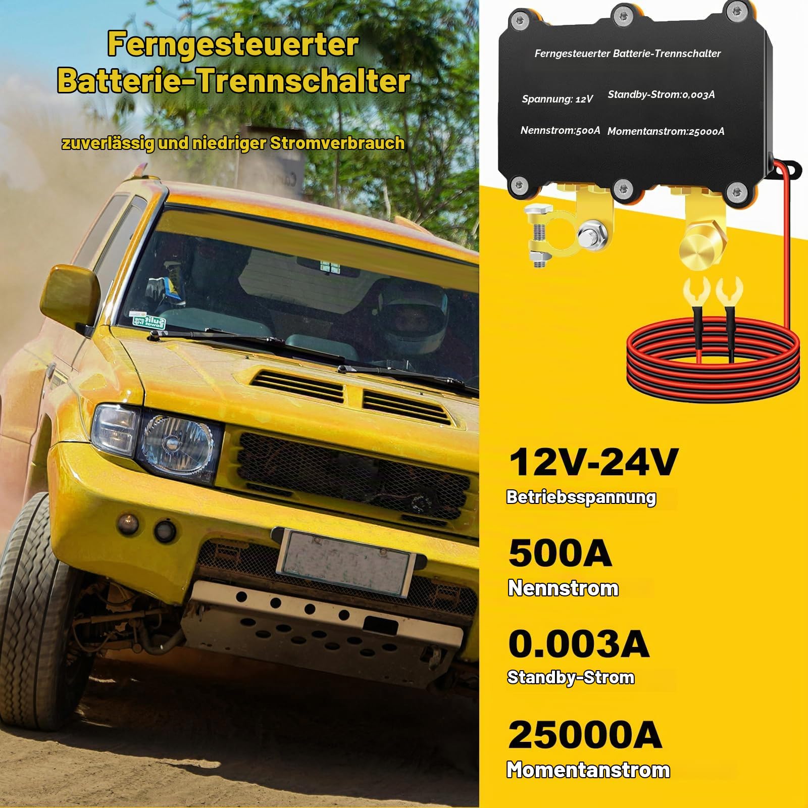 12V 500A Remote Batterie Trennschalter Upgraded Kraftfahrzeuge | Anti-Diebstahl Drahtloser Ferngesteuerter Auto Trennschalter Mit 2 Fernbedienung Relais Fobs,für Auto RV ATV LKW Boot