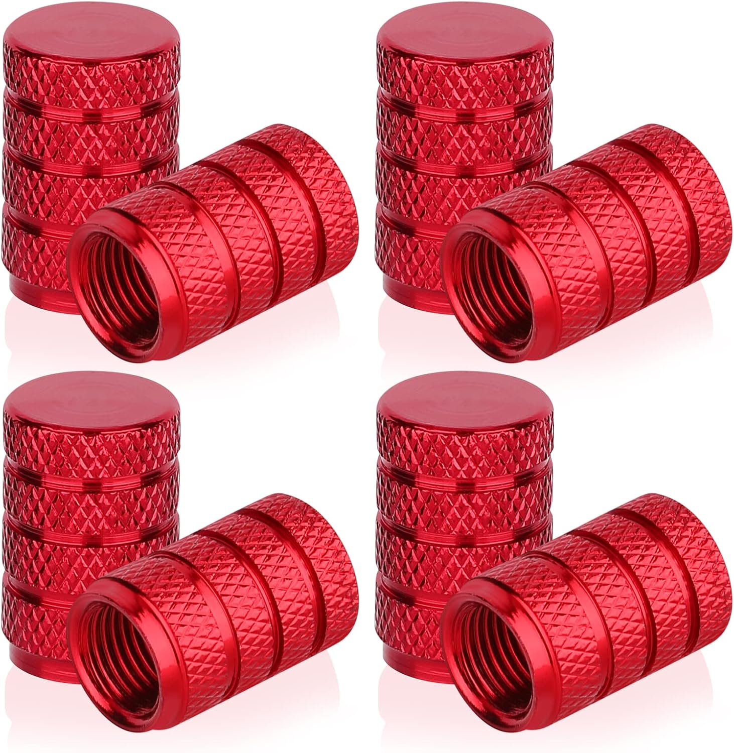 Red Dust Caps for Car Tyres, PROUSKY 8 Pieces Aluminum Alloy Tyre Valve