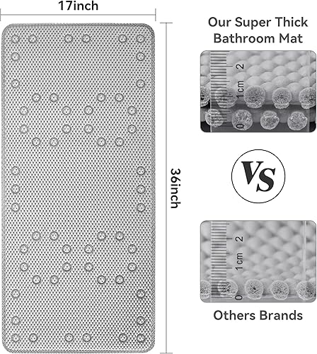 Miniatura 76 de Tapete antideslizante de espuma de doble capa de 37 x 17 pulgadas, más cómodo y grueso que el tapete de ducha de espuma ordinario, tapete de baño