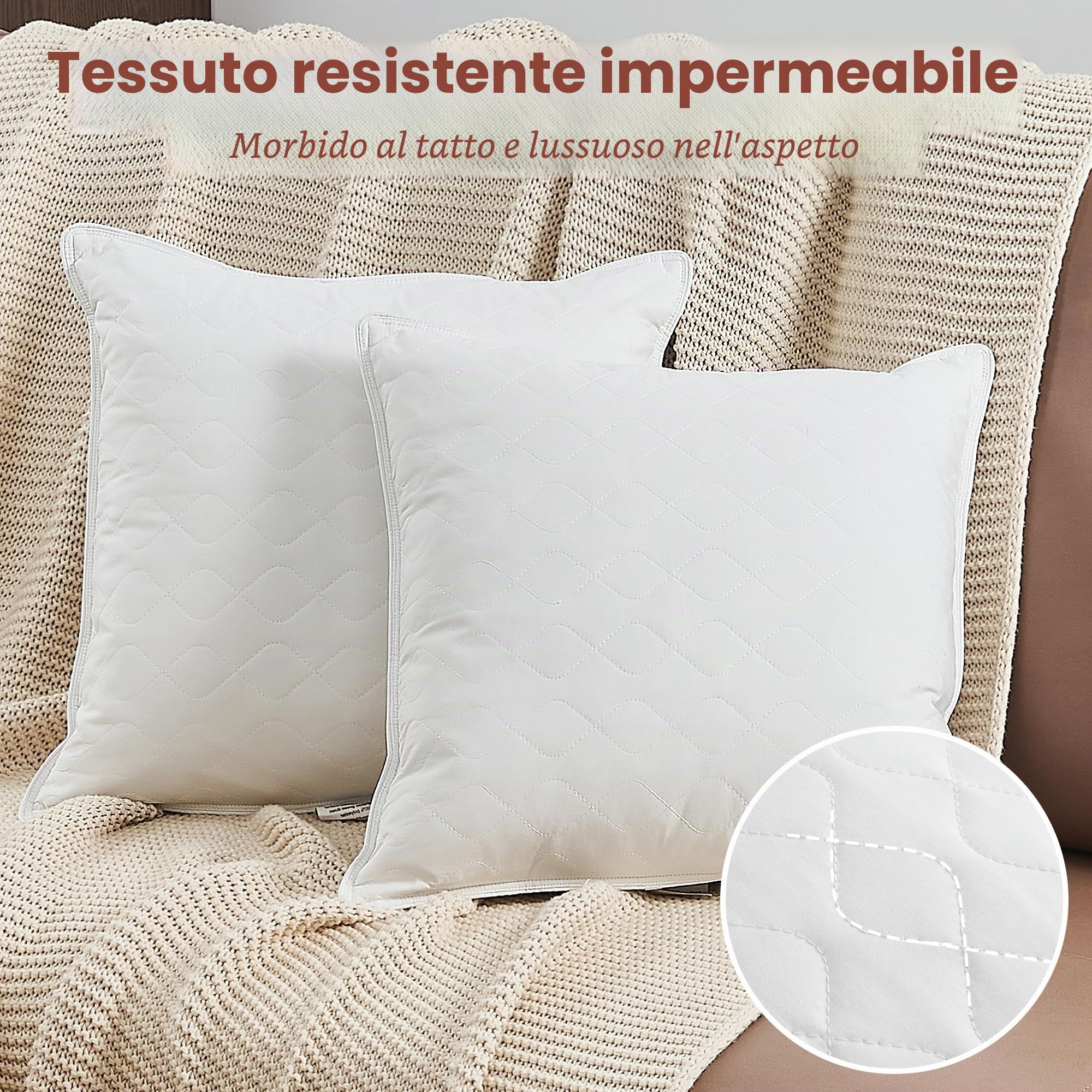 Deodar Cuscini in Piuma d'Oca 45X45 Set di 2, Imbottitura in 95% Piumino e 5% Piume d'Oca, Cuscini Decorativi per Letto Divano Hotel, 3 Camere Traspirante Lavabile, Certificato Öko-Tex e RDS
