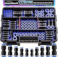 mxuteuk 170PCS Quick Connect Air Hose Fittings Kit - 1/8"-1/2" & 4-12mm Push-to-Connect Pneumatic Couplings for Air Lines