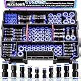 mxuteuk 170PCS Quick Connect Air Hose Fittings,1/8 1/4 5/16 3/8 1/2 inch & 4/6/8/10/12mm Straight Push to Connect Fittings,Quick Release Pneumatic Air Line Fitting