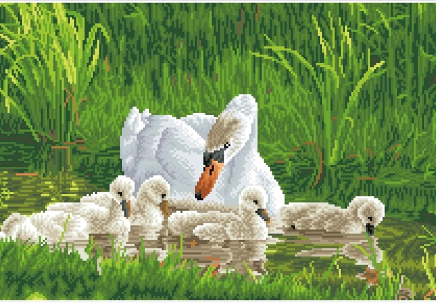 DIAMOND DOTZ Mother Swan & Signets Diamond Painting Kits for Adults - Diamond Art Kits a Relaxing Creative Craft Kit with Dotz Gems 16.1x24.4