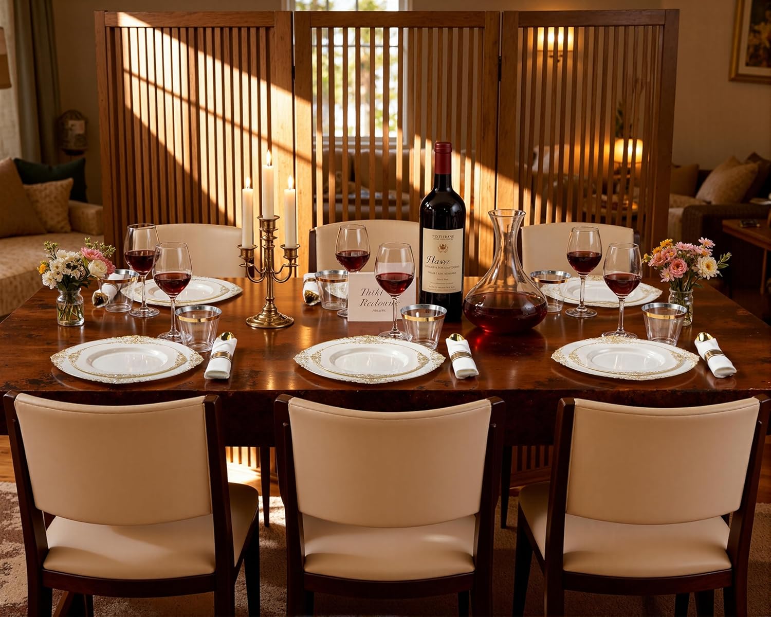 Nervure 350PCS Ivory Plastic Plates - Ivory Gold Plastic Dinnerware Sets for 50 Guests - 100 Gold Disposable Plates, 50 Pre Rolled Silverware Sets, 50 Cups Perfect for Wedding & Party - Image 7