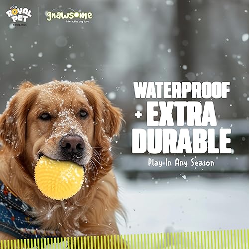 Miniatura 5 de Gnawsome Juguete para perros de 4.5 pulgadas, con chirrido y bola ligera, extragrande, limpia los dientes y promueve la salud dental y de las encías