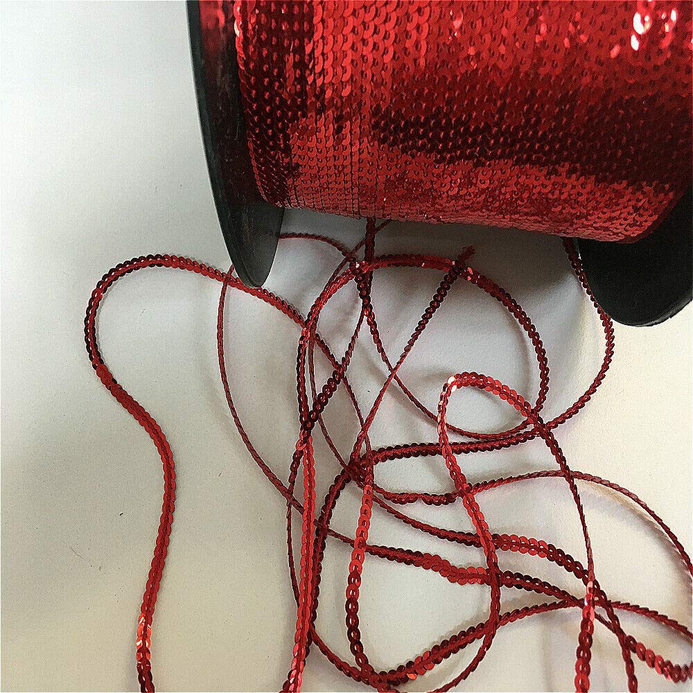 Flat Strung 3 mm Red Sequin Trim 5 metres