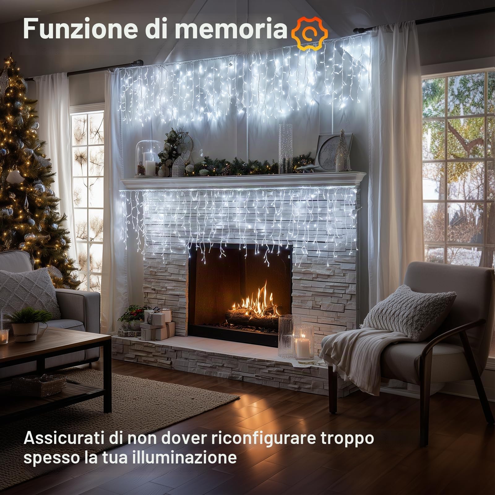 TRUMPETS Luci di Natale da Esterno Cascata,10M 408LED Bianco Luci Natale Esterno，Tenda Luminosa Natale Esterno, 8 Modalità, Timer, IP44 Impermeabile, per Balcone, Tetto,Giardino,Feste