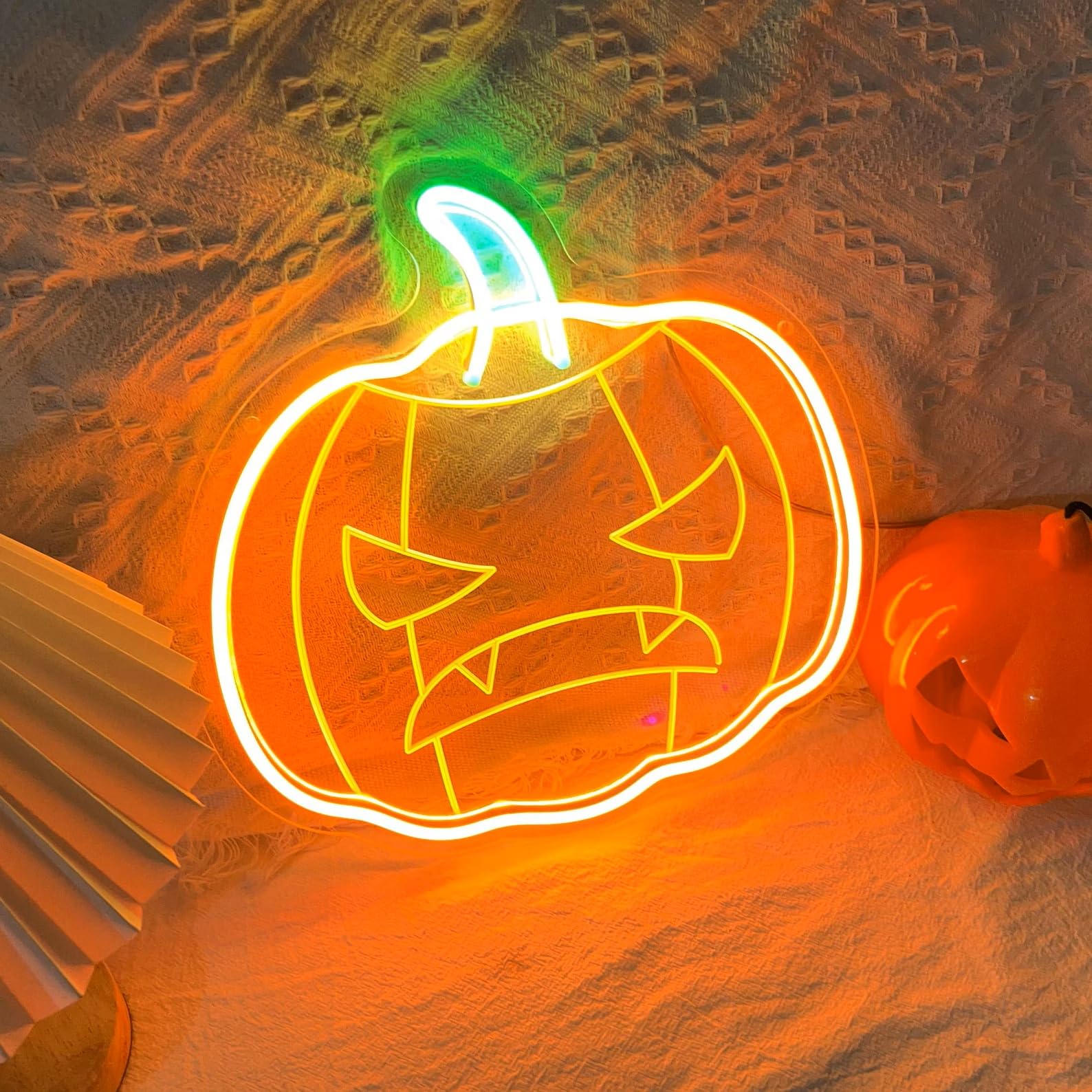 Kürbis-Neon-Schild, dimmbar – Festivals-Neonlicht zur Wanddekoration für zu Hause, Küche, Schlafzimmer, Bar, Pub und Club. USB-versorgtes Kürbis-LED-Leuchtzeichen für Halloween-Party-Dekorationen