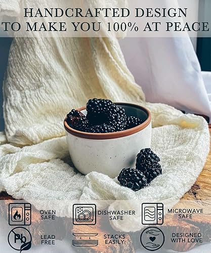 Miniatura 4 de Mora - Juego de 6 moldes de cerámica, 6 onzas, platos pequeños para horno, aptos para horno, para pudín personal, crema brulee, souffle, salsa para