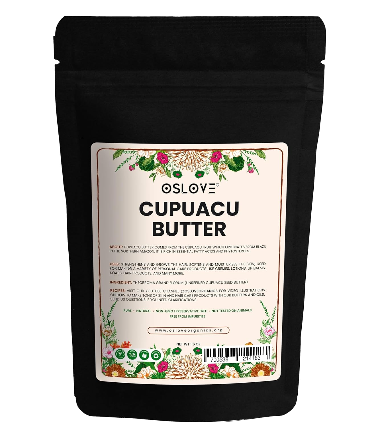 Cupuacu butter 16 oz-Pure and Natural | Fresh, Rich and Creamy in DIY mixes | Vegan butter | Use for whipped body butters, salves, lotions & soaps. (16 oz)