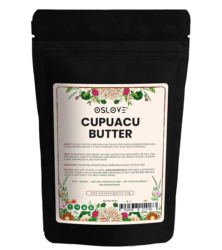 Manteiga de cupuaçu pura e não refinada Oslove Organics para cosméticos artesanais, 454 g