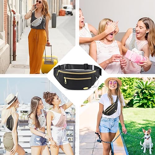 Miniatura 7 de Entchin Riñonera para mujeres y hombres, bolsa cruzada con 4 bolsillos con cremallera, gran capacidad y resistente al agua, bolsas de moda para